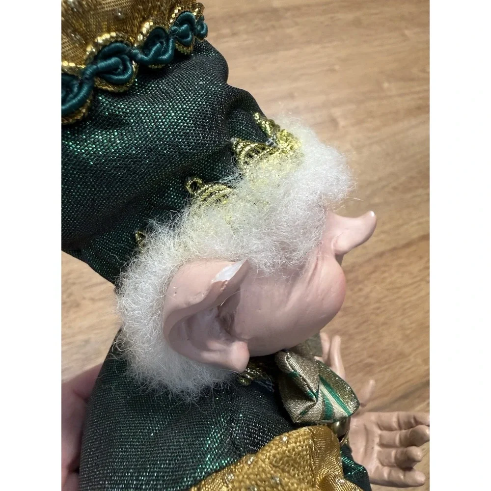 Robert Stanley Posable Elf Pixie Green Gold Bendable Legs Arms Jingle Bells READ - Picture 6 of 16